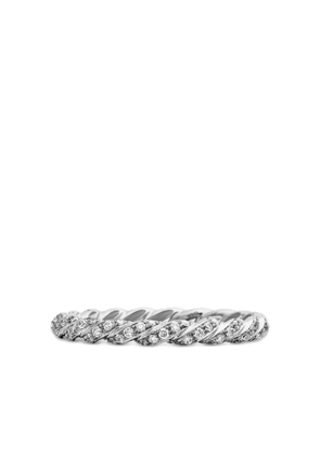 David Yurman 18kt white gold Petite Pavé diamond band ring (2.8mm) - Silver