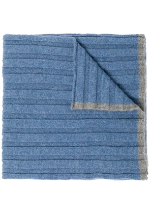 Brunello Cucinelli ribbed knit cashmere scarf - Blue