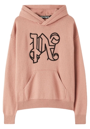 Palm Angels monogram-embroidered zip-up hoodie - Pink