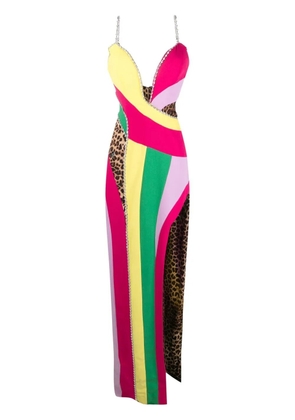 Philipp Plein rainbow-patchwork long dress - Pink