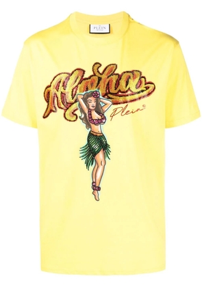 Philipp Plein graphic-print crystal-embellished T-shirt - Yellow