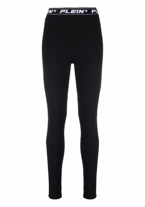 Philipp Plein logo-waistband leggings - Black