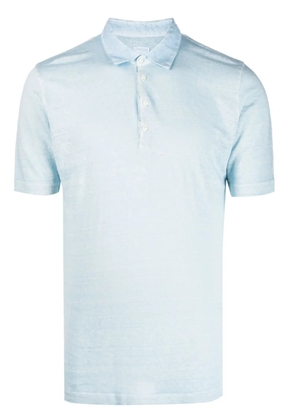 120% Lino short-sleeve linen polo shirt - Blue