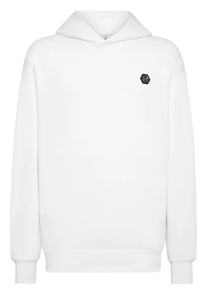 Philipp Plein rhinestone-embellished cotton hoodie - White