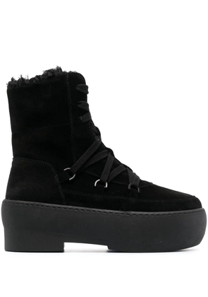 GIABORGHINI flatform lace-up suede boots - Black