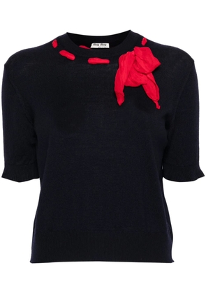 Miu Miu Pre-Owned 2000s ribbon-detail wool top - Blue