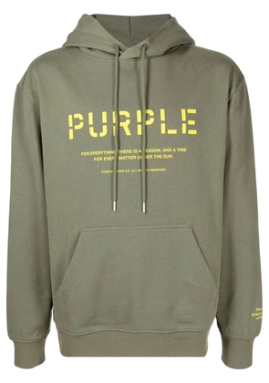 Purple Brand logo-print cotton hoodie - Green
