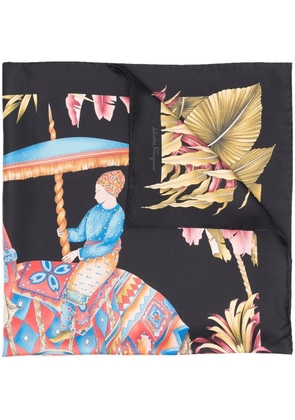 Ferragamo India-print silk scarf - Black