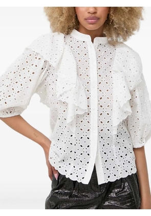 Notes du Nord Honey eyelet-embroidered ruffle blouse - White