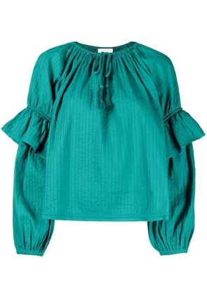 Ulla Johnson tie-front puff-sleeve blouse - Green