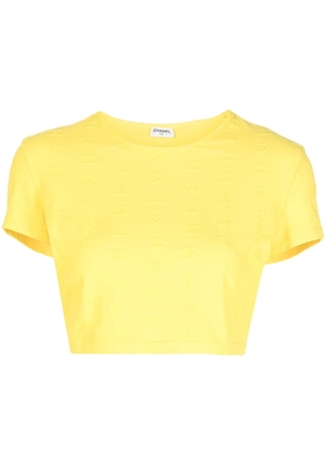 CHANEL Pre-Owned 1997 CC logo-embroidered cropped T-shirt - Yellow