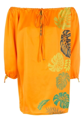 Amir Slama palm leaf print mini dress - Orange
