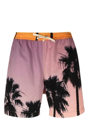 BLUE SKY INN palm tree-print swim shorts - Orange