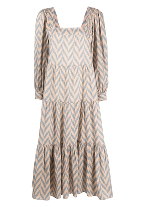 Ulla Johnson Georgina chevron-print tiered dress - Neutrals