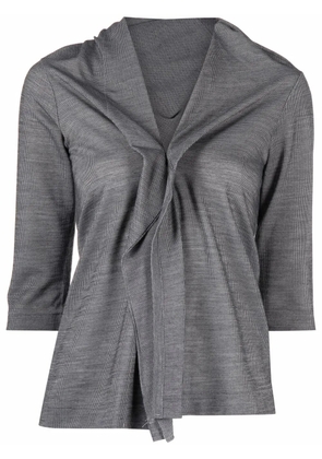 Yohji Yamamoto Pre-Owned 2000s gathered V-neck shirt - Grey