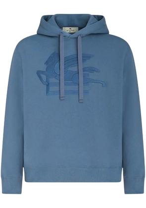 ETRO logo-embroidered cotton hoodie - Blue