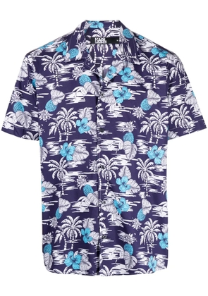 Karl Lagerfeld palm tree-print cotton shirt - Blue