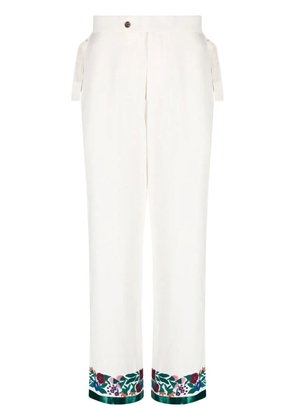 BODE embroidered-hem detail trousers - Neutrals