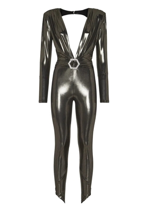 Philipp Plein crystal-embellished lamé jumpsuit - Gold