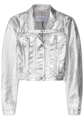 Off-White laminated metallic cropped jacket - Silver