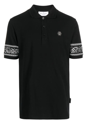 Philipp Plein bandana-print short-sleeved polo shirt - Black