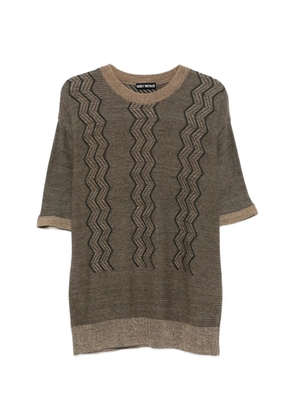 Issey Miyake Pre-Owned Zigzag cotton knit - Brown