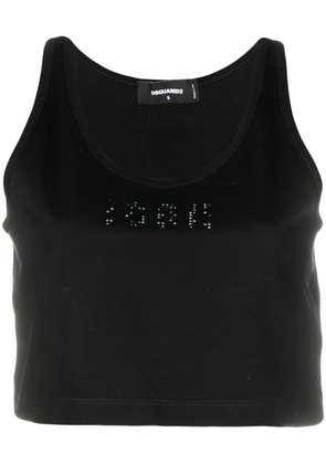 DSQUARED2 Icon rhinestone-embellished cotton crop top - Black