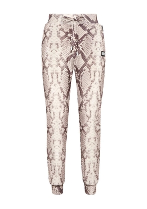 Philipp Plein python-print drawstring trousers - Brown