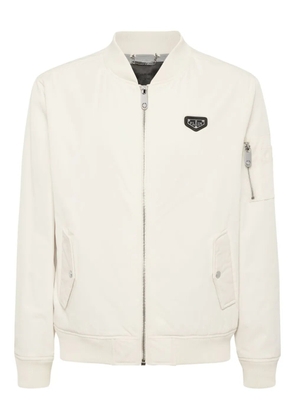 Philipp Plein logo-plaque bomber jacket - Neutrals