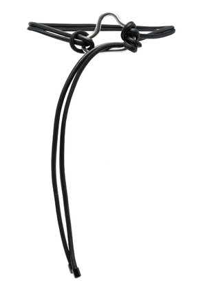 Closed tied-strap leather belt - Black