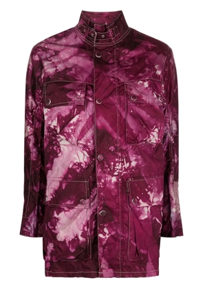 Stain Shade tie dye-print multi-pockets jacket - Purple