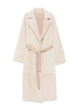 Manzoni 24 lamb-shearling belted coat - Neutrals
