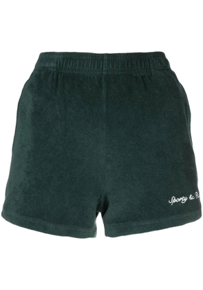 Sporty & Rich logo-embroidered terry-cloth track shorts - Green