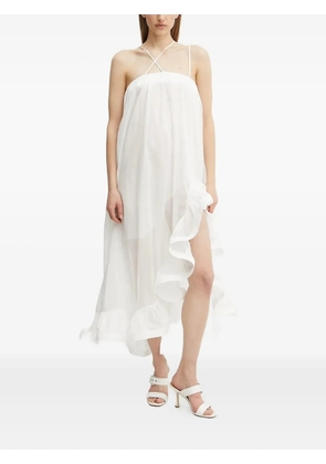 SIMONA CORSELLINI cross-strap ruffled midi dress - White