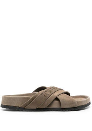 TOM FORD crossover logo-strap slides - Green