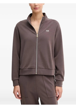 Ea7 Emporio Armani zip-up logo-plaque sweatshirt - Brown