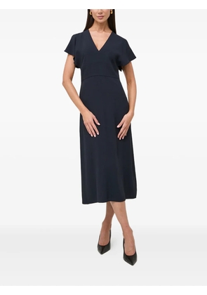 BOSS flutter-sleeve V-neck midi dress - Blue