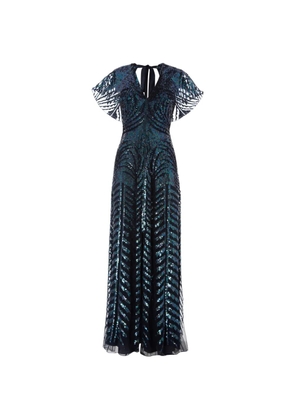 Temperley London sequin v-neck maxi dress - Blue