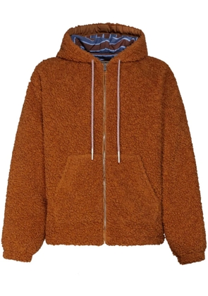Marni logo-drawstring teddy jacket - Brown