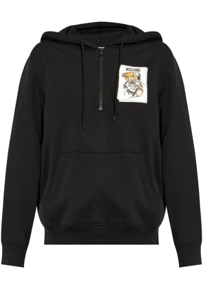 Moschino logo-patch hoodie - Black