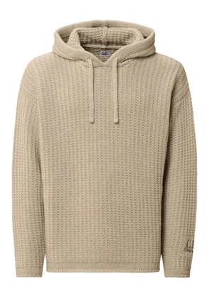 C.P. Company logo-embroidered knitted hoodie - Neutrals