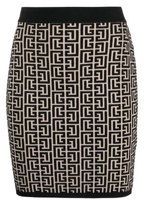 Balmain monogram-jacquard miniskirt - Black