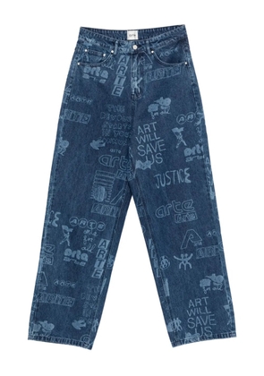 Arte Antwerp graphic-print straight-leg jeans - Blue