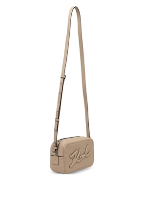 Karl Lagerfeld embossed-logo shoulder bag - Neutrals