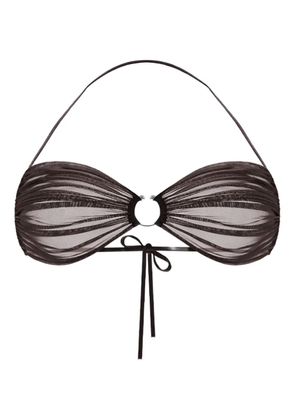 Zhilyova Icon gathered-tulle halterneck bra - Brown