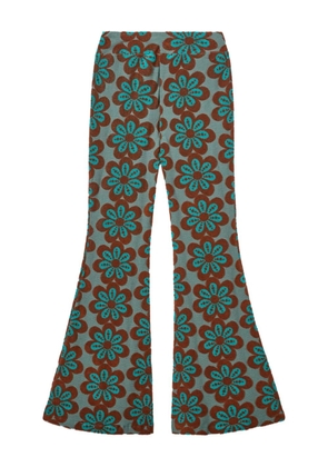 La DoubleJ New Meditation flower-print flared trousers - Green