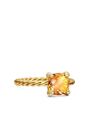 David Yurman 18kt yellow gold Chatelaine citrine and diamond ring (7mm)