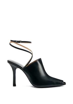 Patrizia Pepe Sabot ankle strap leather sandals - Black