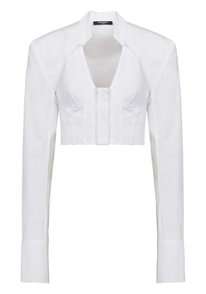 Balmain cropped cotton blouse - White