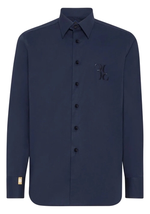 Billionaire logo-embroidery cotton shirt - Blue